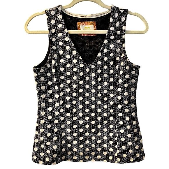 Maeve‎ by Anthropologie M Sleeveless V-Neck Polka-Dot Knit Tank Top Camisole - Picture 2 of 9